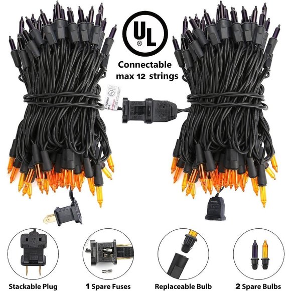 Purple Halloween Lights String Outdoor Indoor Garden Porch Mini Bulbs - Picture 2 of 7